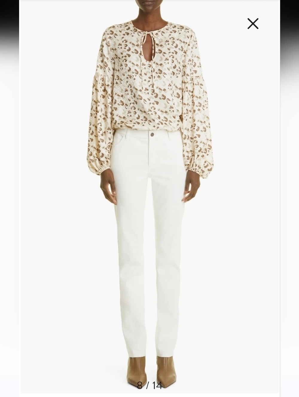 Lafeyette 148 Cotton Blend White Denim Pants Size 8 Crisp Casual Wear